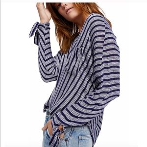 FREE PEOPLE BLUE AND WHITE STRIPED TOP